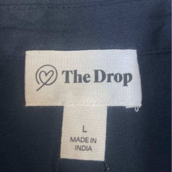 The Drop Relaxed Pocket Shirt Button Front Womens Large Blue New - Picture 5 of 10
